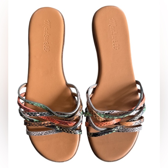 Madewell the trace crisscross slide sandal in snake embossed leather - Picture 2 of 3